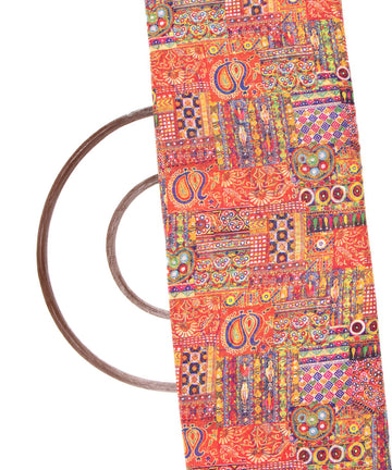 Orange Colour Abstract Print Georgette Fabric
